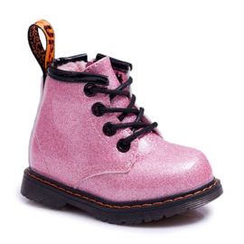 FRROCK Botas aquecidas para crianças com zíper, Mistor Lacquered Glitter Pink rosa