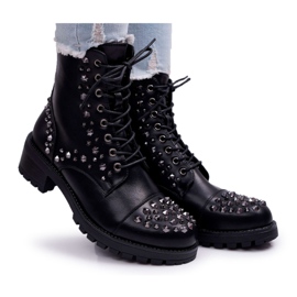 SEA Trabalhadoras de botas femininas com cordão preto de strass