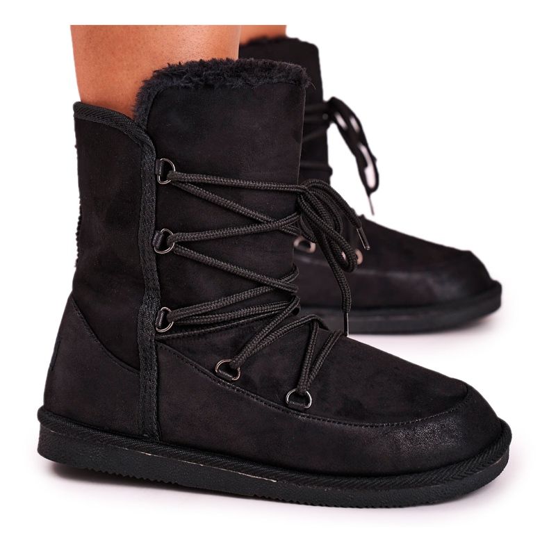 HAN Botas de neve femininas com pele preta Ilana preto