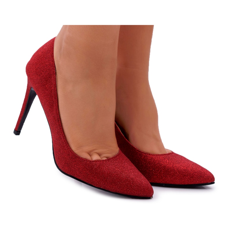 Stilettos Lu Boo glitter feminino vermelho D-57 Valerii preto