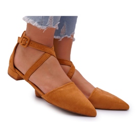 PS1 Bailarinas de camurça feminina no Spitz Camel Vontare castanho