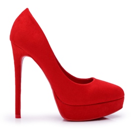 SEA Stilettos camurça plataforma feminino vermelho Gervalo
