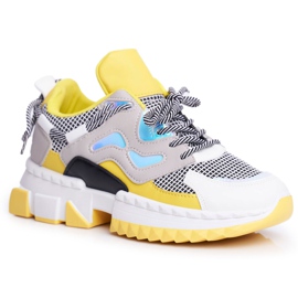 SEA Calçado desportivo feminino colorido amarelo inserções multicolorido