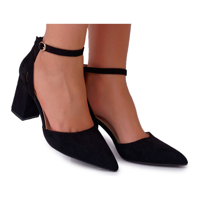 SEA Sapatos femininos no salto no Spitz Black Samantha preto