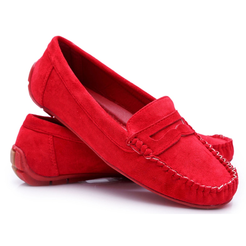 PS1 Mocassins de camurça vermelha feminino vermelho