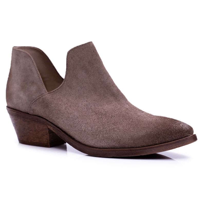 Nicole Botas femininas de couro cappuccino anabela bege