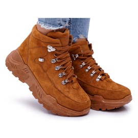 BUGO Sapatos de salto alto feminino Camel Unreal marrom
