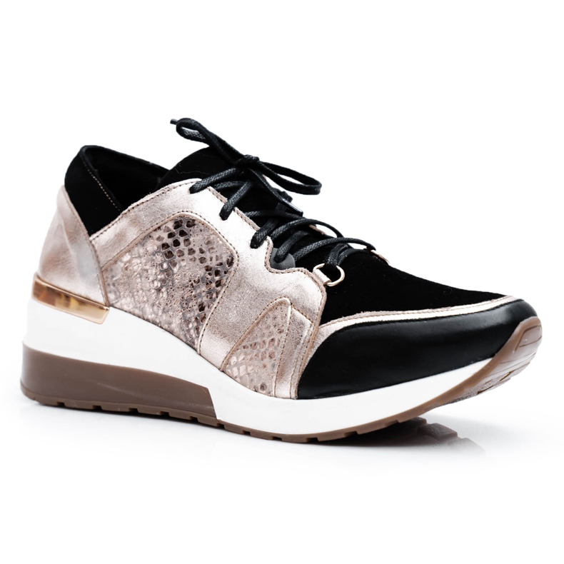 Nicole Tênis feminino dourado couro natural coledo