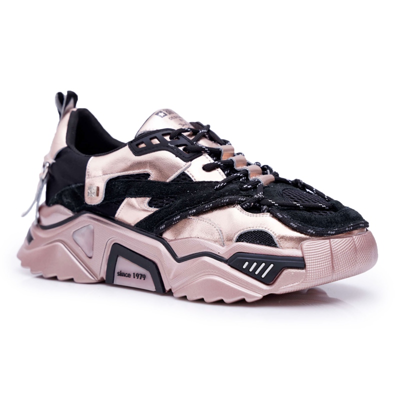 Sapatos esportivos femininos Big Star por Daniel Lopez Preto e dourado FF274A528 amarelo