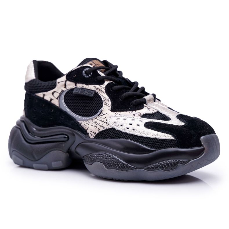 Sapatos esportivos femininos Big Star por Daniel Lopez Preto e dourado FF274A524 amarelo