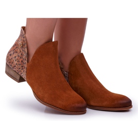 Botas rasteiras femininas Maciejka Spring Couro Vermelho 04091-49 marrom