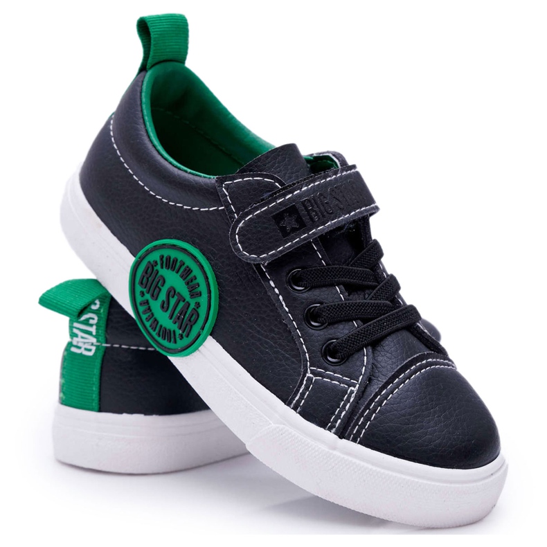 Sapatilhas de tênis infantis Big Star com velcro preto FF374087