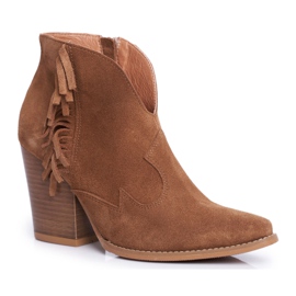 Botas femininas de couro com salto Laura Messi Camel 2133 castanho Botas femininas de couro com salto Laura Messi Camel 2133 castanho