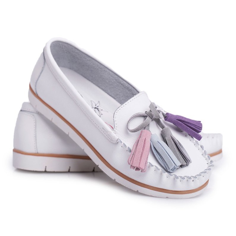 EVE Mocassins femininos couro branco bebbo