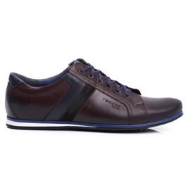 Sapatos de couro casual para homens Nikopol Brown 1721 marrom