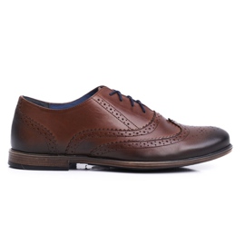 Sapatos de couro casual para homens Nikopol Brown 1733 marrom
