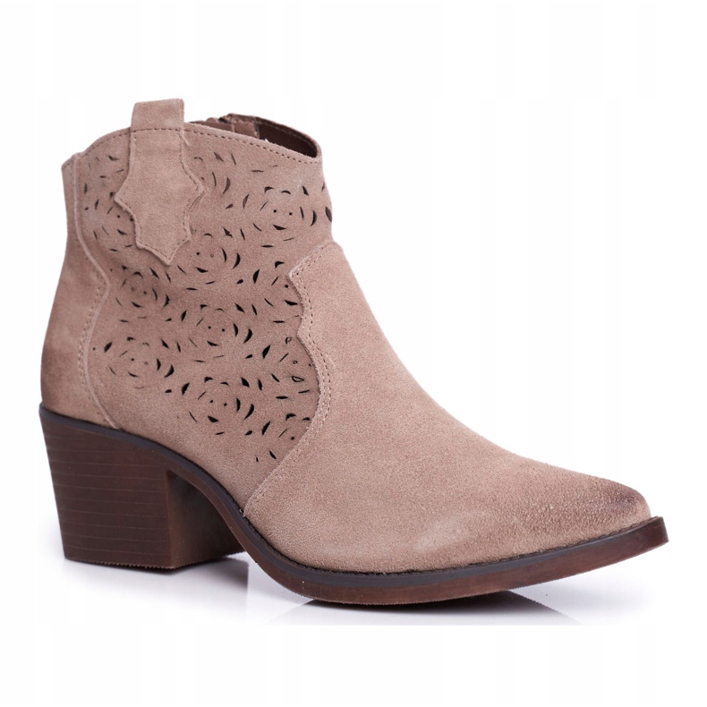 S.Barski Botas femininas de couro bege Barski 12622-21