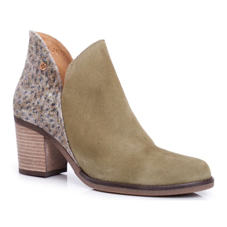 Botas femininas com salto Maciejka Spring Couro Olive 04492-24 verde Botas femininas com salto Maciejka Spring Couro Olive 04492-24 verde