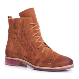 Botas femininas de couro Maciejka marrom 04468-29