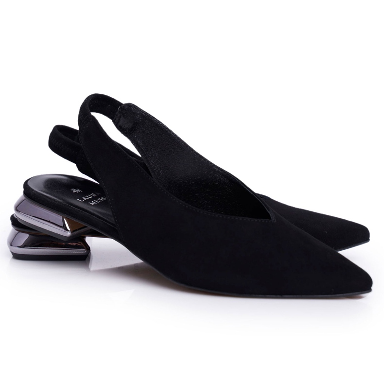 Bailarinas femininas Laura Messi Couro Preto 2127