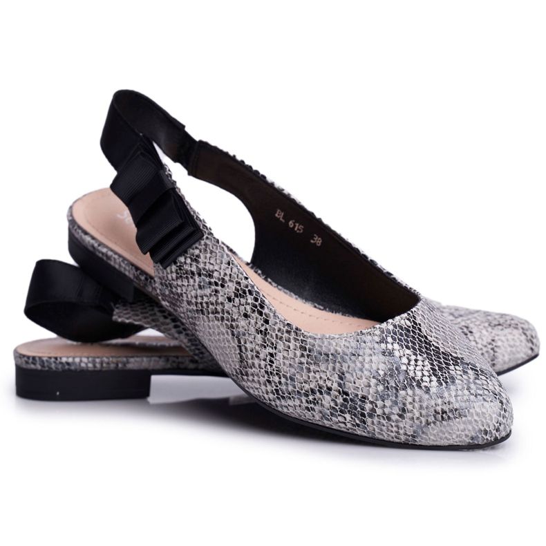 Bailarinas femininas Sergio Leone Grey Snake BL615 Lilon preto cinza
