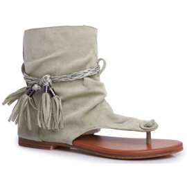 SEA Sandálias femininas chinelos com canela verde SL1011 Madrit