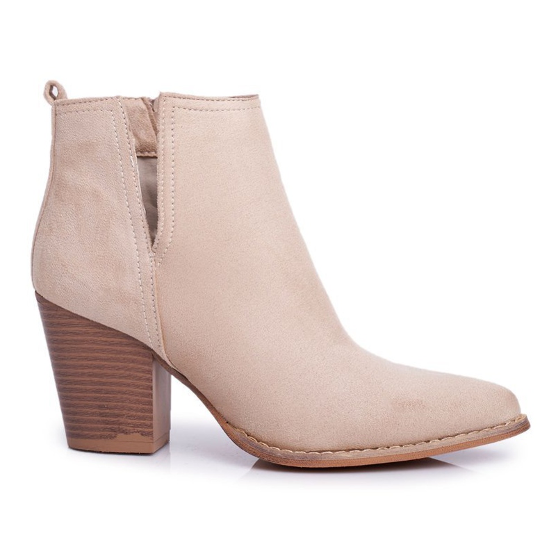 PS1 Botas femininas de salto alto bege Elaine
