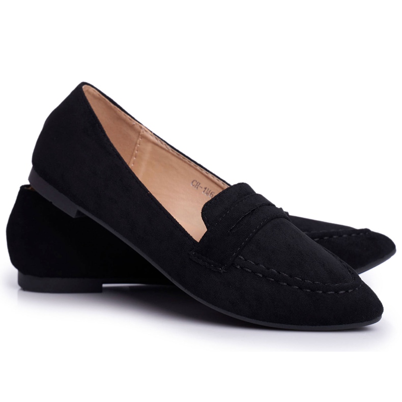 BUGO Mocassim feminino camurça CH-1M6 preto laveria