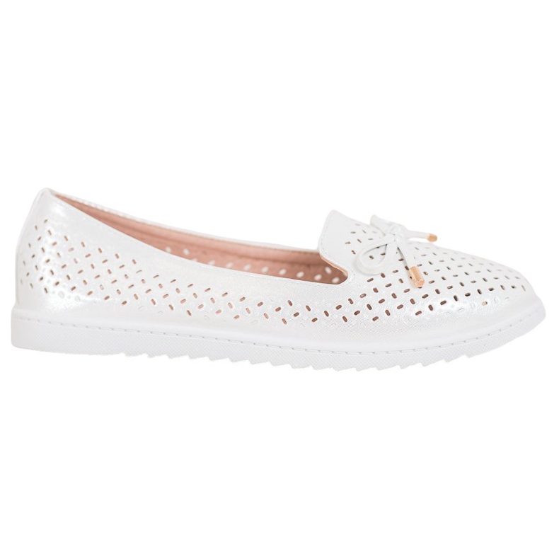 Weide Mocassins perfurados com glitter branco cinza