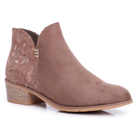 Botas femininas de salto plano Spring Brown Elizabeth marrom