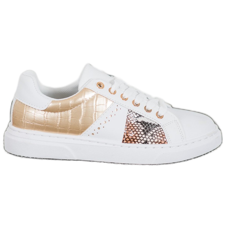 SHELOVET Tênis brancos confortáveis amarelo