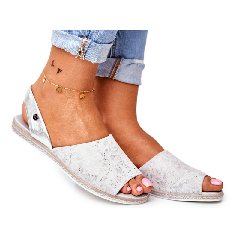 Sandálias Flat feminino Sergio Leone Silver SK030 cinza