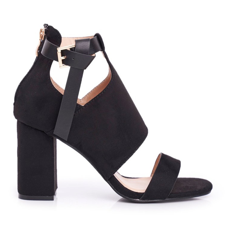 Vinceza Sandálias femininas de salto alto e palmas das mãos negras preto