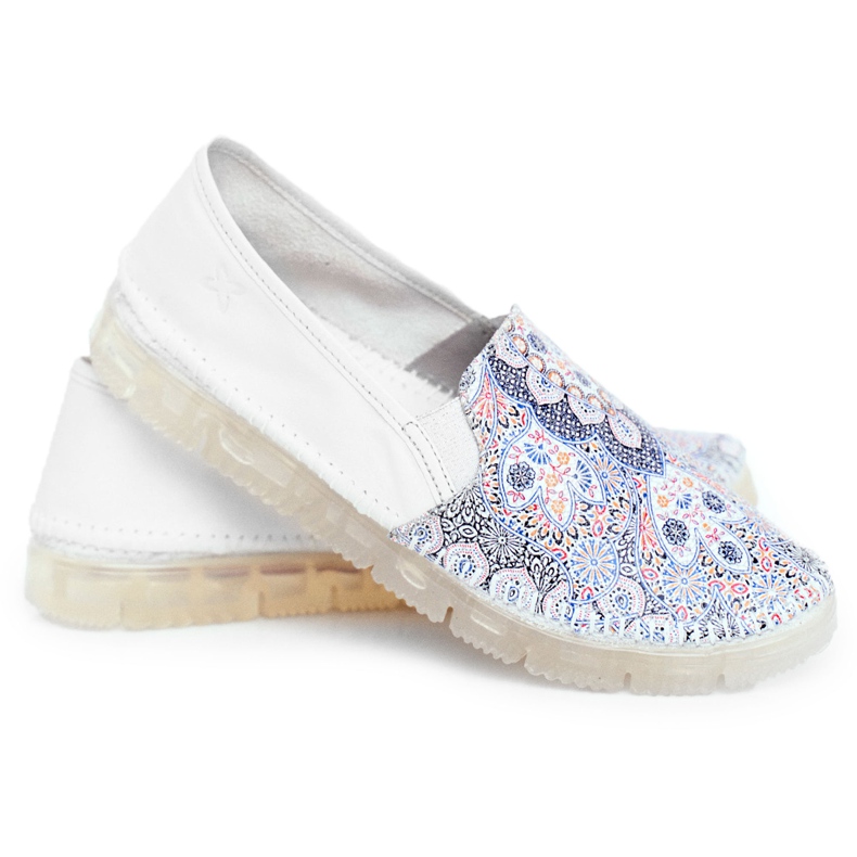 Maciejka couro maciejka feminino slip-ons branco 03512-46 multicolorido