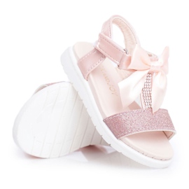 FRROCK Sandálias infantis com velcro para meninas champanhe Bella rosa amarelo