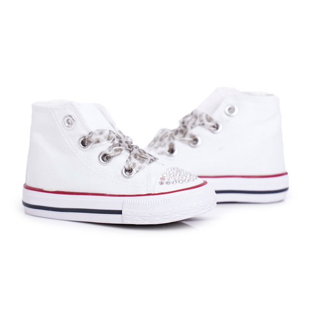FRROCK Tênis infantil alto strass branco sorriso