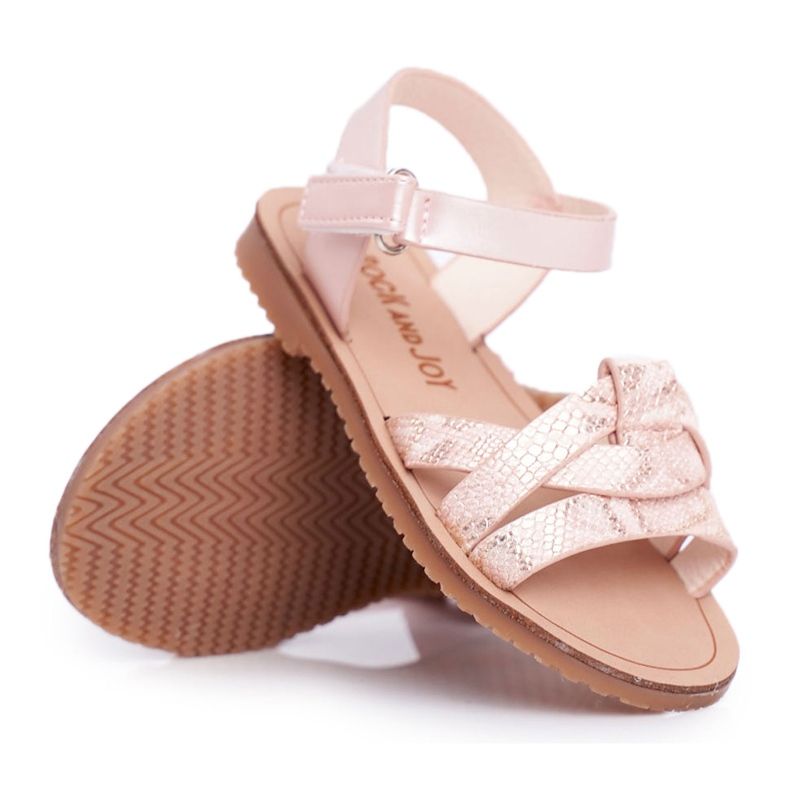 FRROCK Sandálias infantis com velcro para meninas rosa lilo