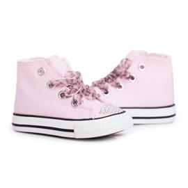 FRROCK Tênis infantil strass rosa alto sorriso