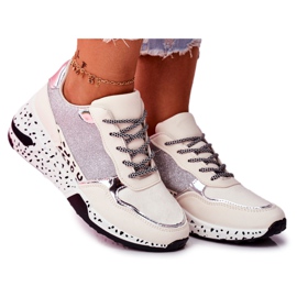 Sapatos esportivos femininos com sola grossa branca Nokien branco multicolorido