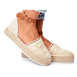 HAN Alpercatas femininas com plataforma de linho bege Palm Spring