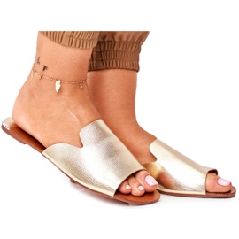 HAN Chinelos femininos de ouro liso Mimios dourado