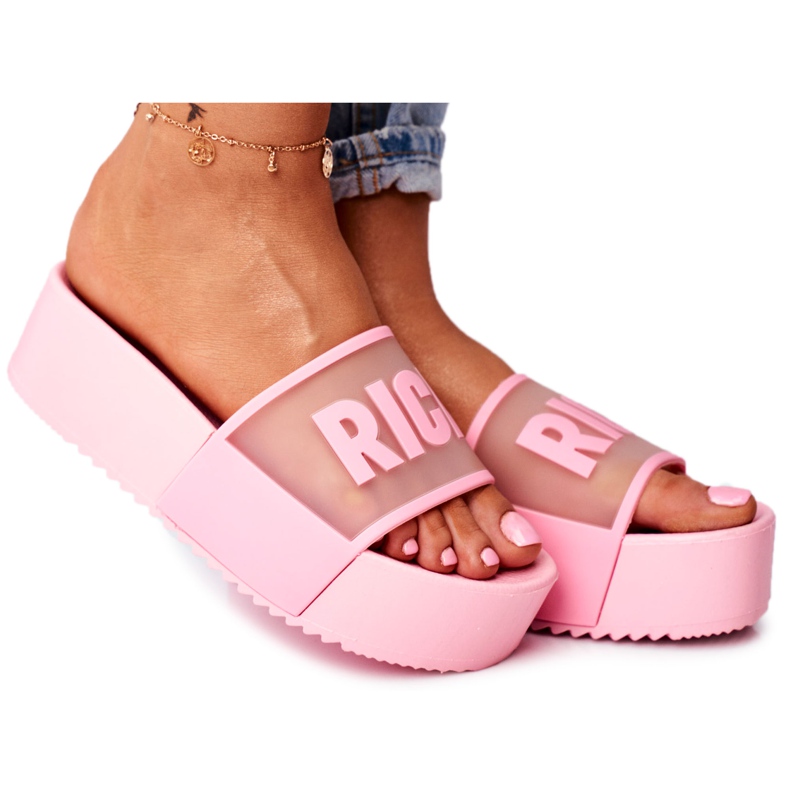SEA Chinelos femininos na plataforma rosa rico