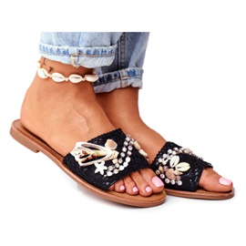 FS1 Chinelos femininos pretos com concha na Espanha FS1 Chinelos femininos pretos com concha na Espanha