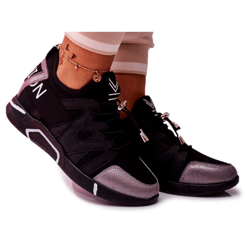 SEA Sapatos esportivos femininos com zíper e punho preto cinza Terfin