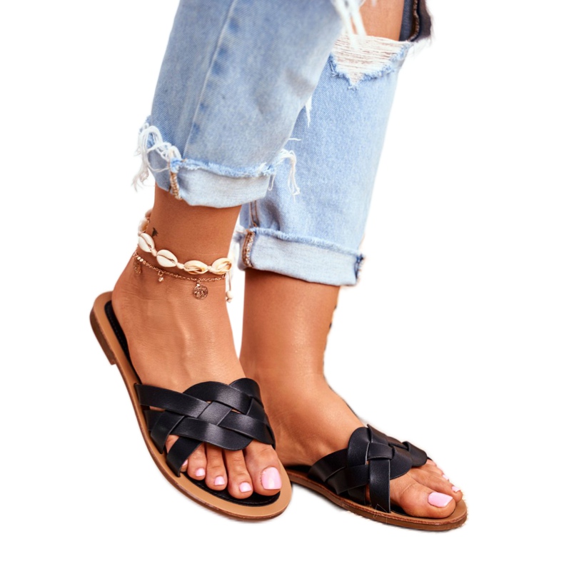 FRJ Chinelos Elegantes Femininos Black Mariah preto