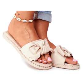 FRJ Chinelos Felicidade Bege Feminino com Laço