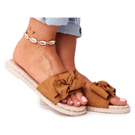 FRJ Chinelos femininos com arco Camel Happiness marrom