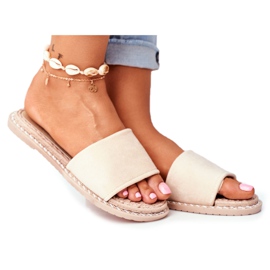 FRJ Chinelos femininos clássicos camurça bege olhe para mim