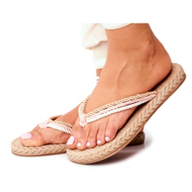 FRJ Chinelos femininos chinelos de espuma com cordão rosa Madrid branco marrom