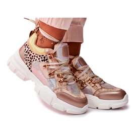 Moow Tênis esportivos femininos totalmente malucos bege prata multicolorido